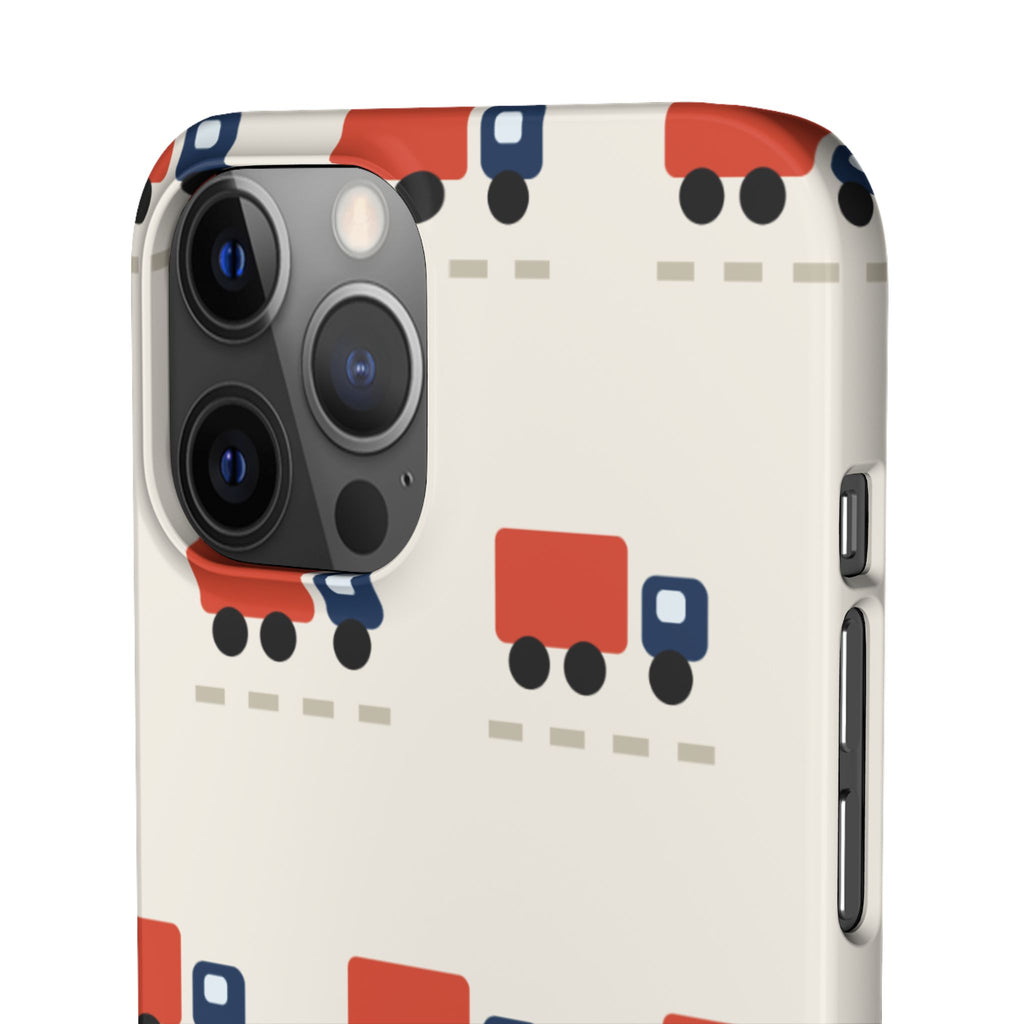 Truck Pattern Phone Case — Cute Red & Blue Delivery Truck iPhone Cover
