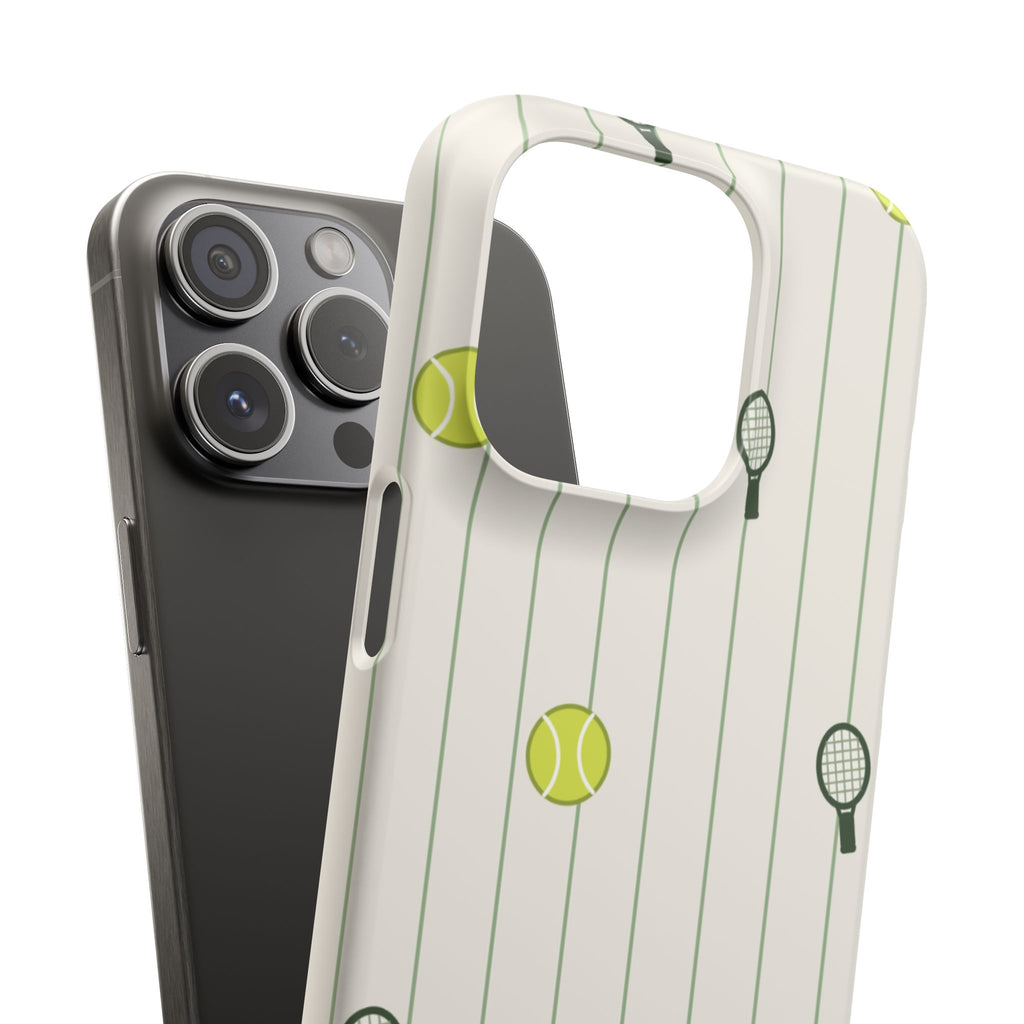 Tennis Pattern Phone Case — Rackets & Tennis Balls Protective Snap Case