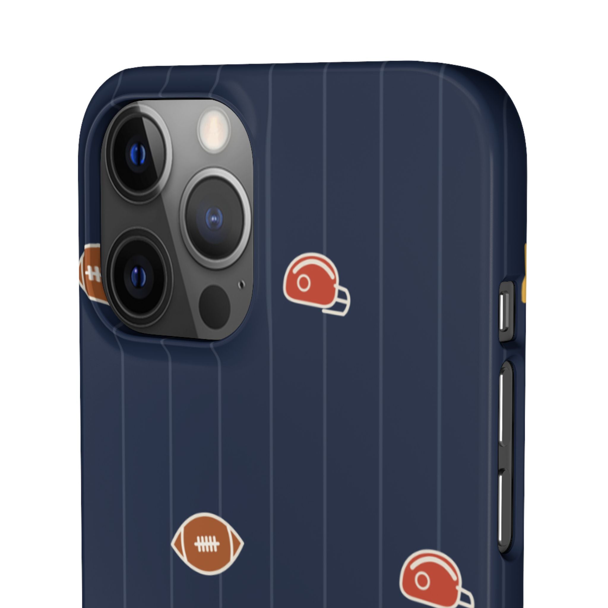Football Pattern Phone Case – Navy Helmet & Pigskin Design