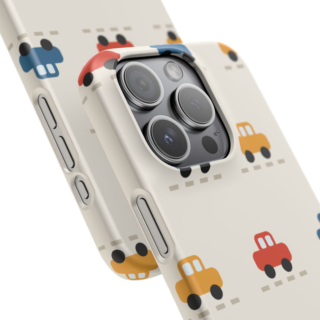 Cute Retro Toy Car Phone Case — Colorful Kids Pattern Snap Case