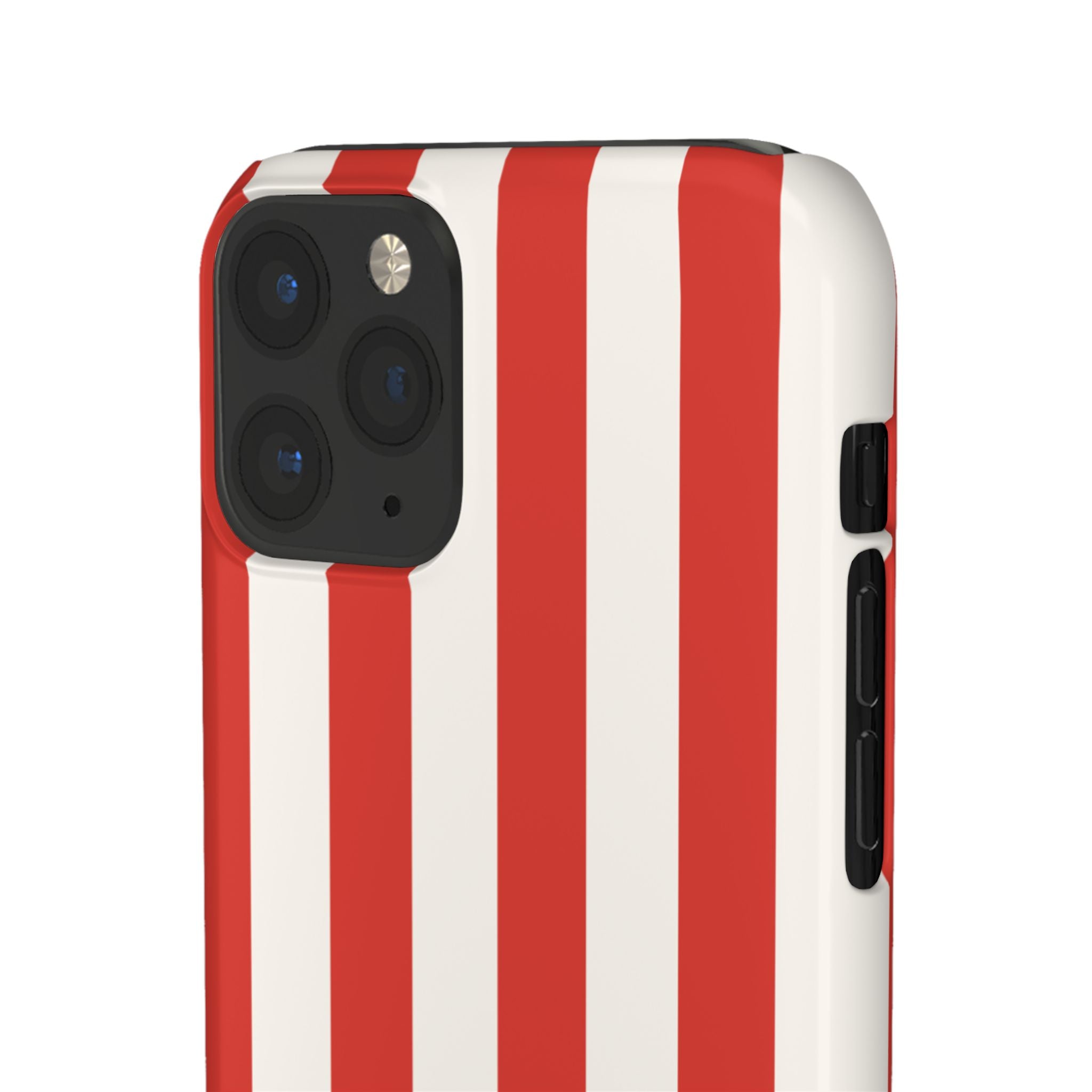 Striped Red & White Snap Phone Case – Classic Candy-Stripe Protection