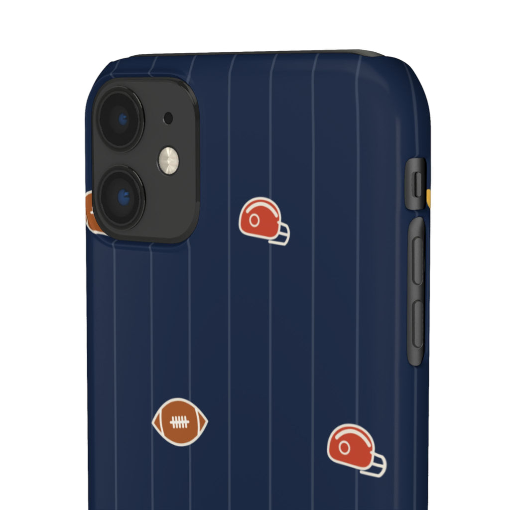 Football Pattern Phone Case – Navy Helmet & Pigskin Design