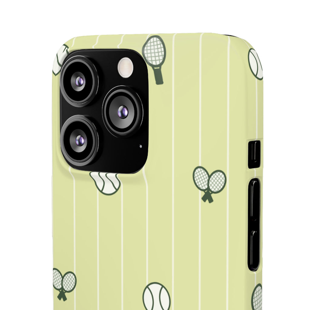 Tennis Pattern Phone Case — Yellow Racket & Ball Snap Case