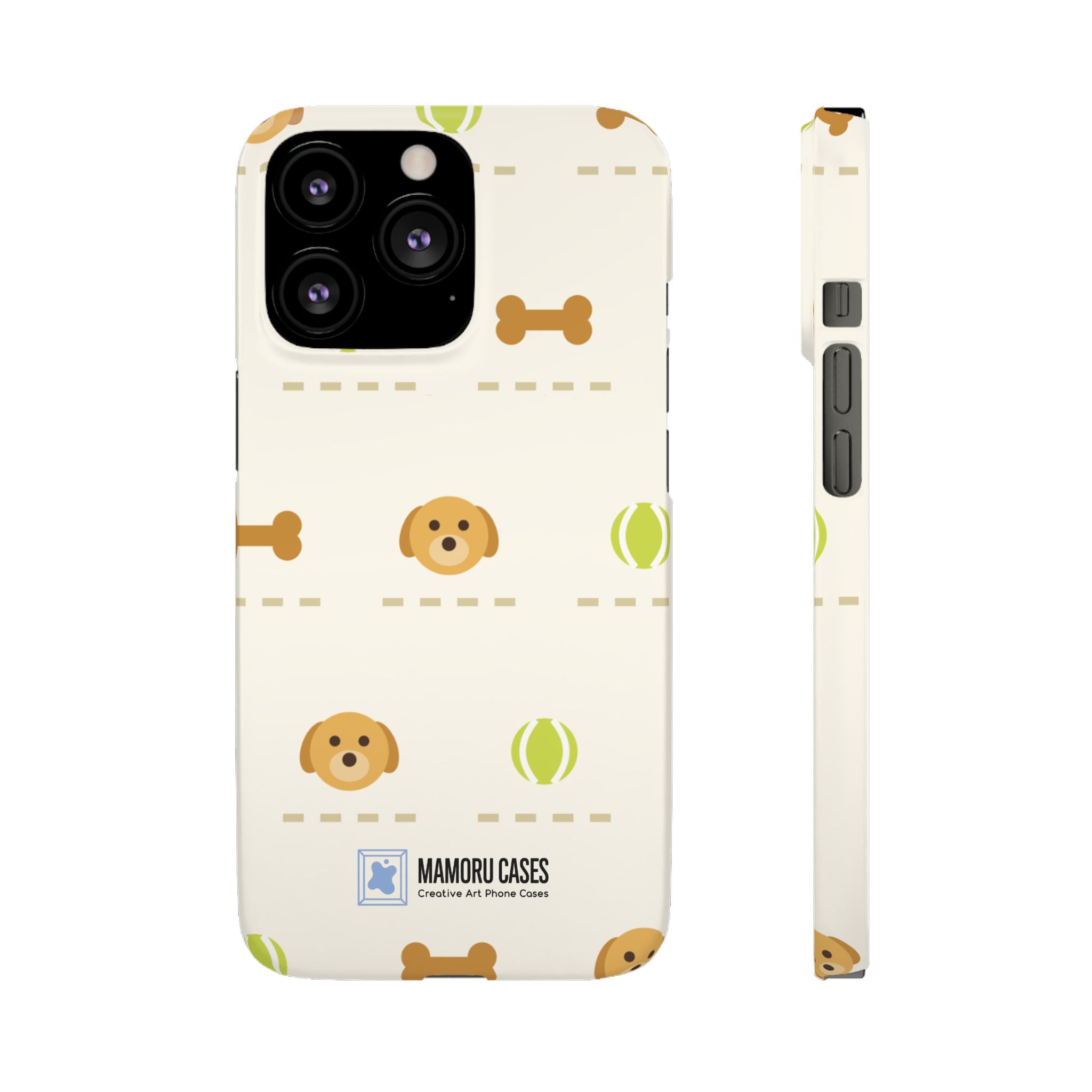 Cute Puppy Pattern Phone Case — Dog, Bone & Tennis Ball Snap Case