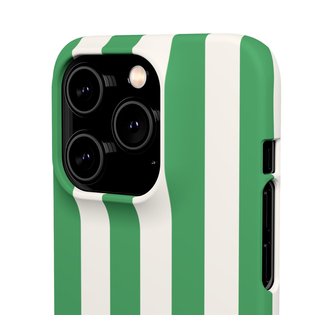 Green & White Stripe Phone Case — Snap-On Protective Cover