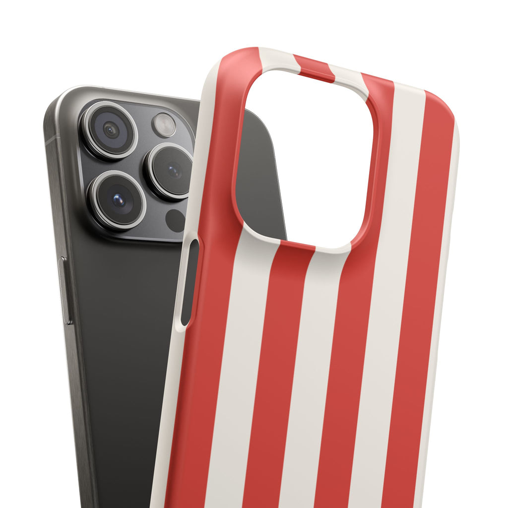 Striped Red & White Snap Phone Case – Classic Candy-Stripe Protection