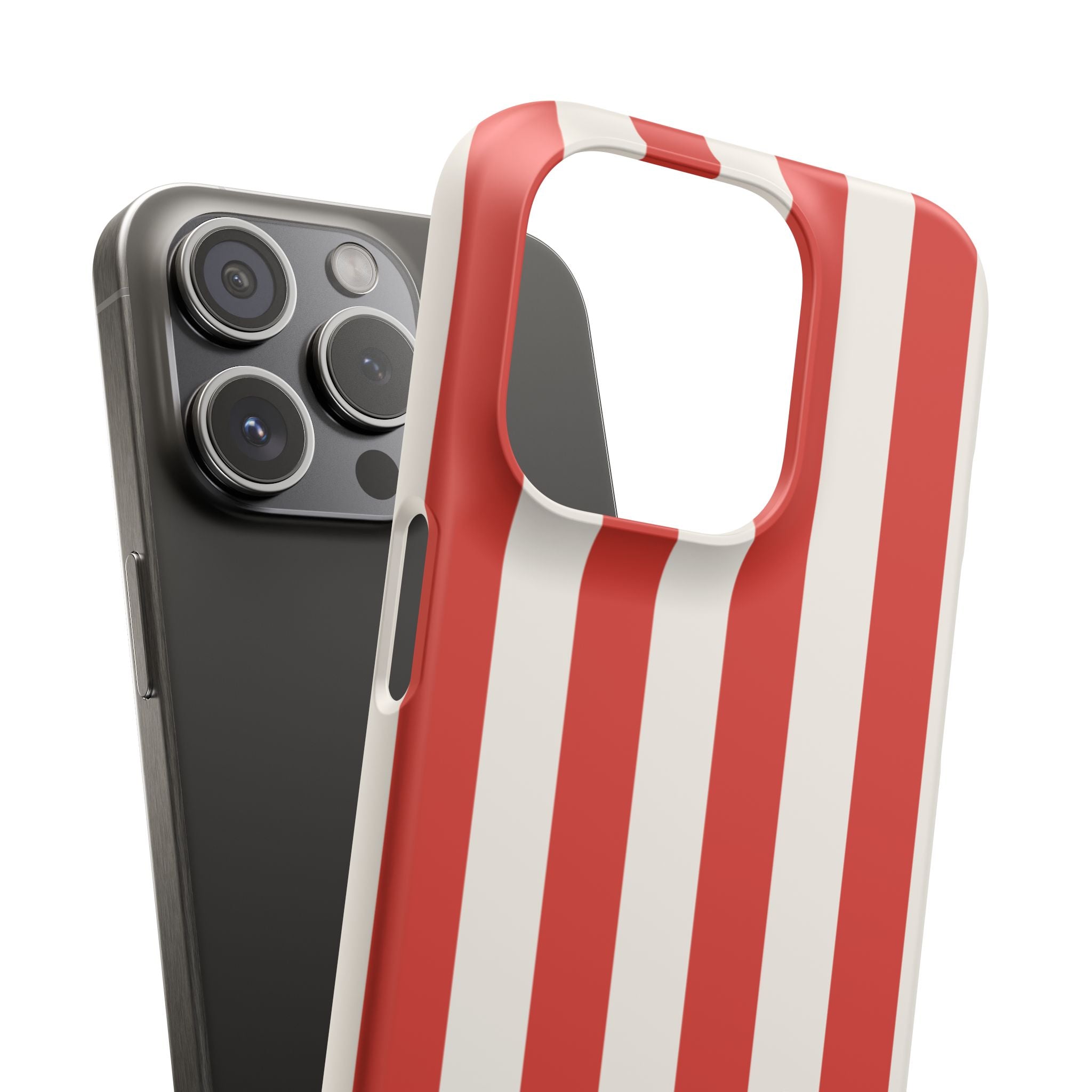 Striped Red & White Snap Phone Case – Classic Candy-Stripe Protection
