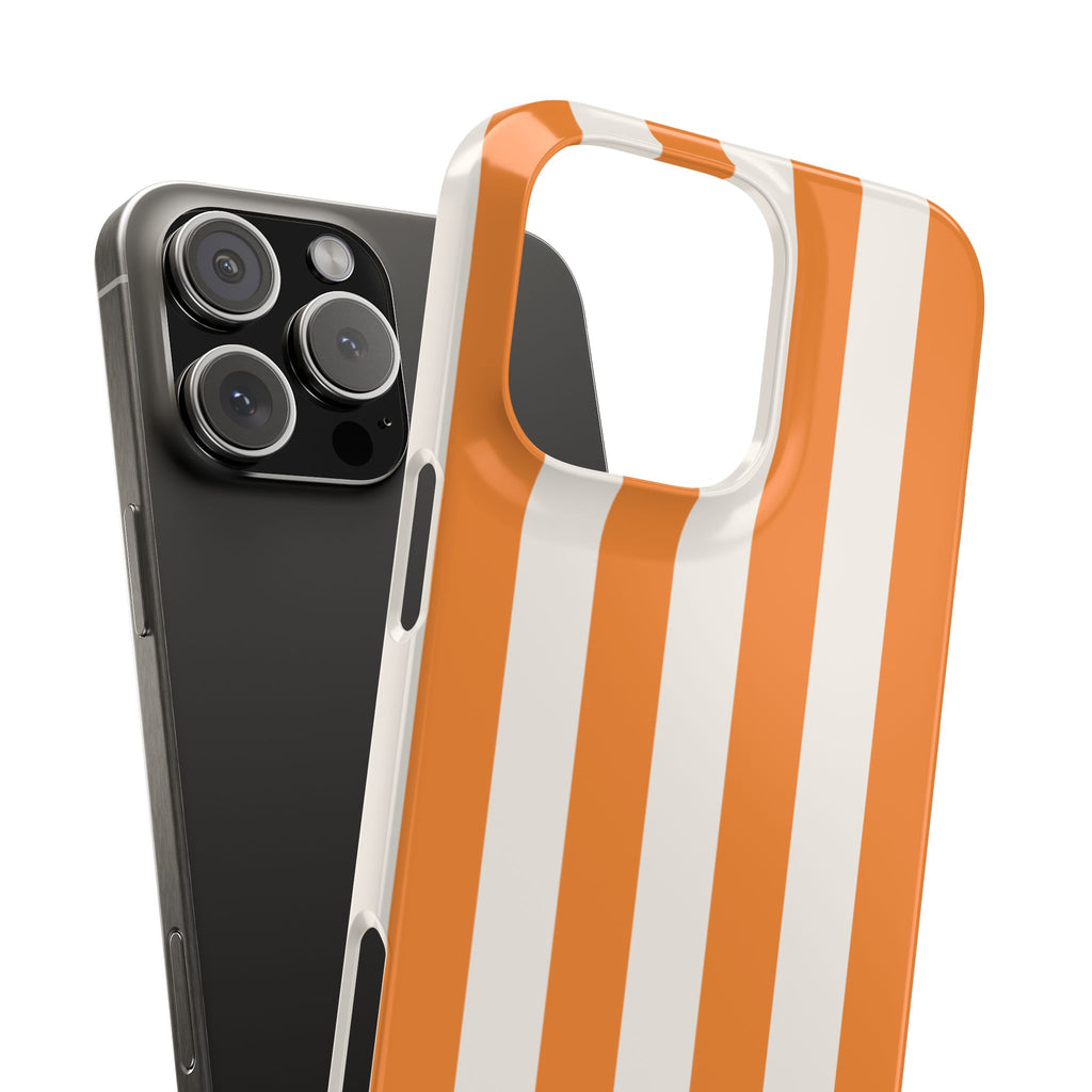 Striped Orange Snap Phone Case — Bold Retro Vertical Stripes iPhone Cover
