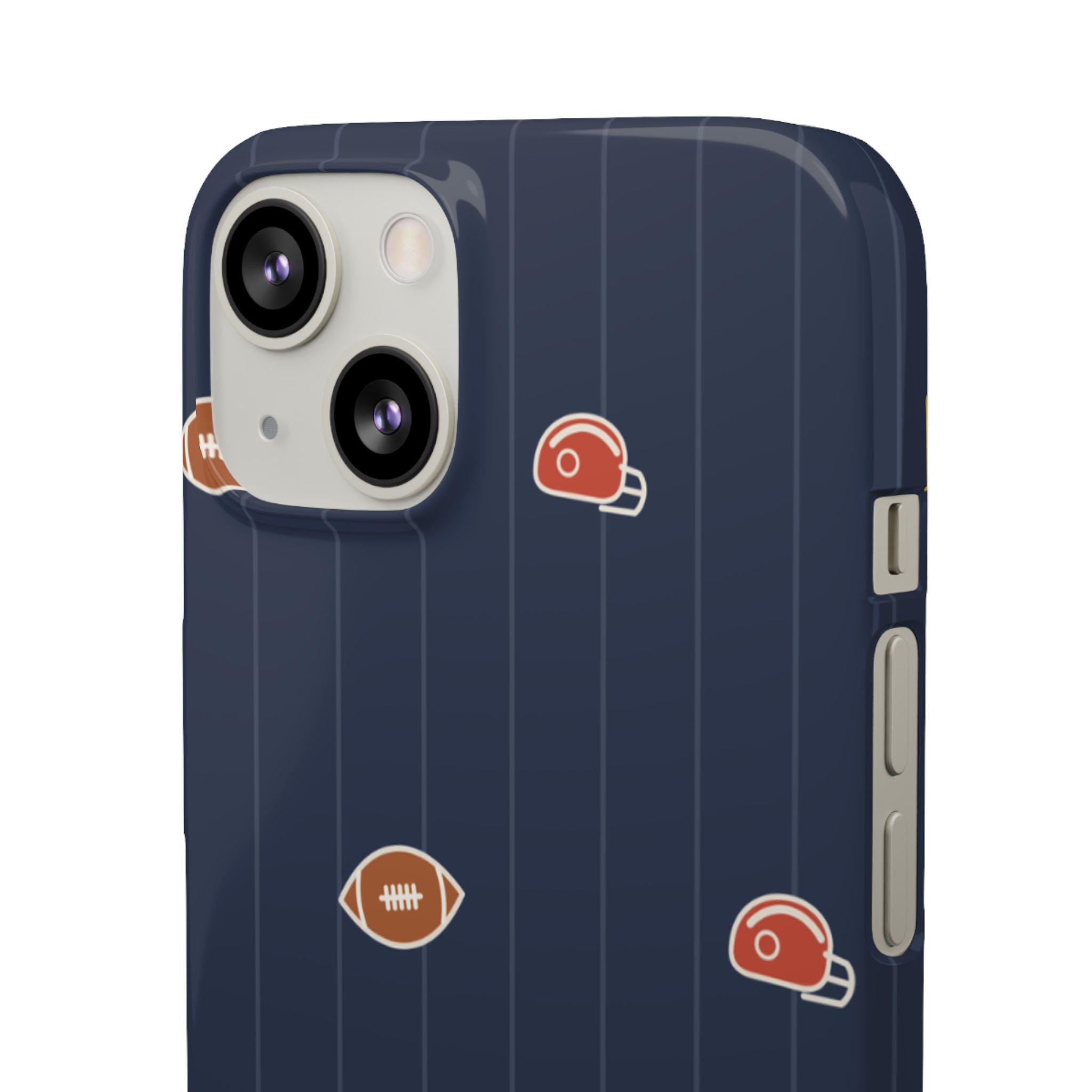 Football Pattern Phone Case – Navy Helmet & Pigskin Design