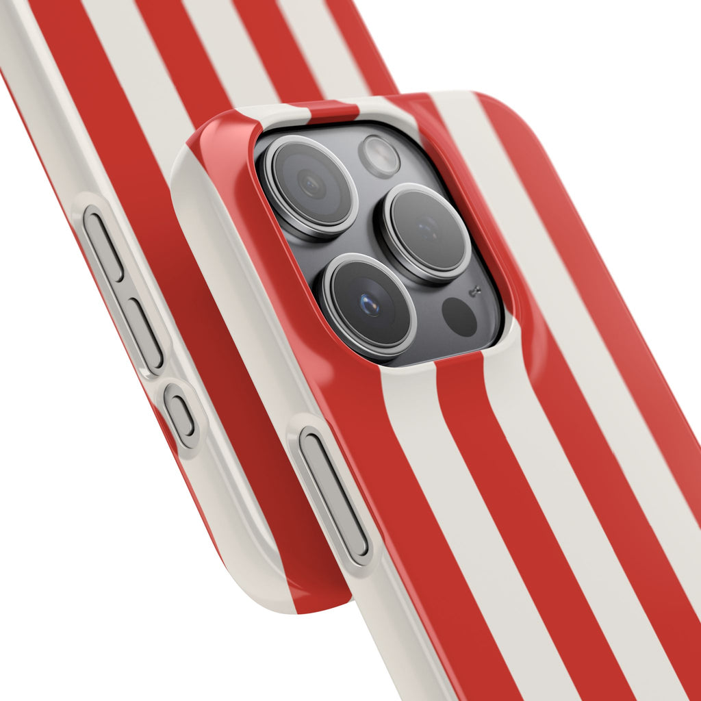 Red & White Striped Phone Case — Bold Nautical-Inspired Snap Cover
