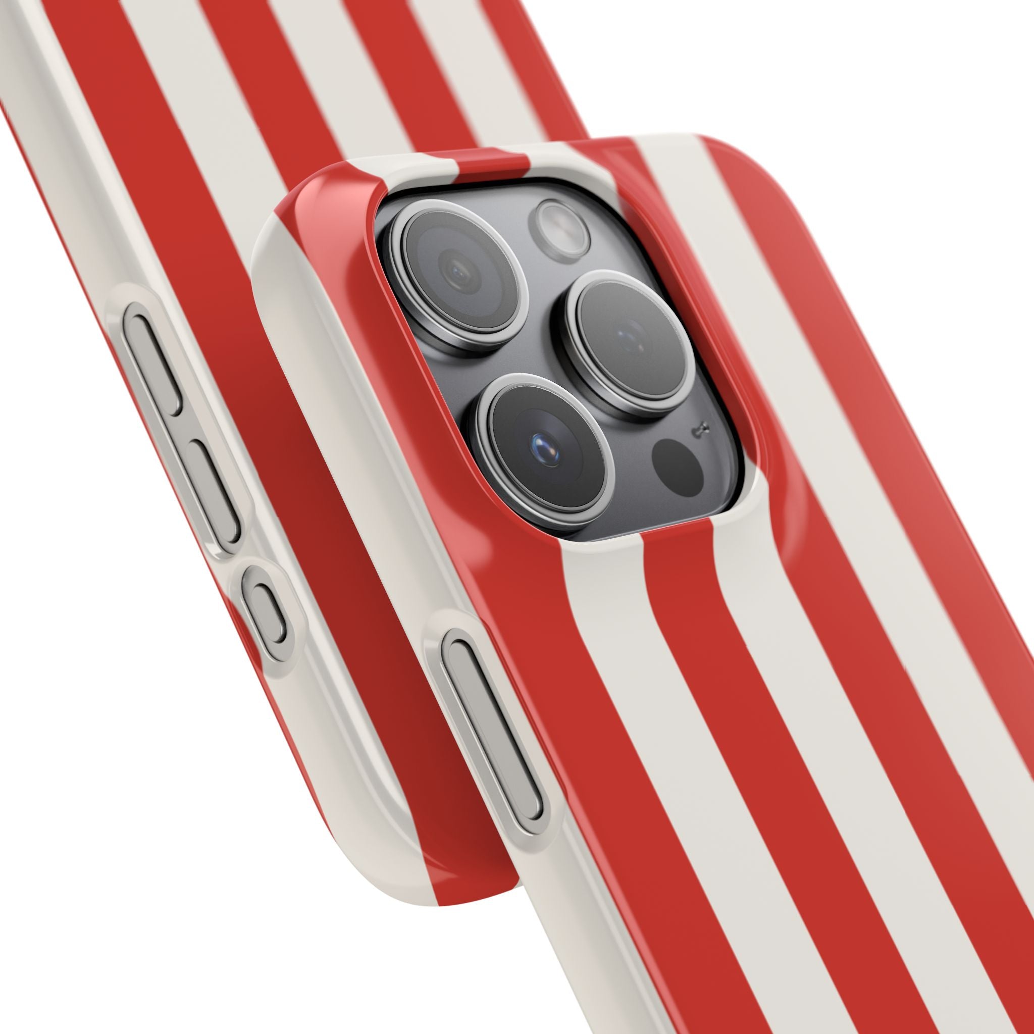 Red & White Striped Phone Case — Bold Nautical-Inspired Snap Cover