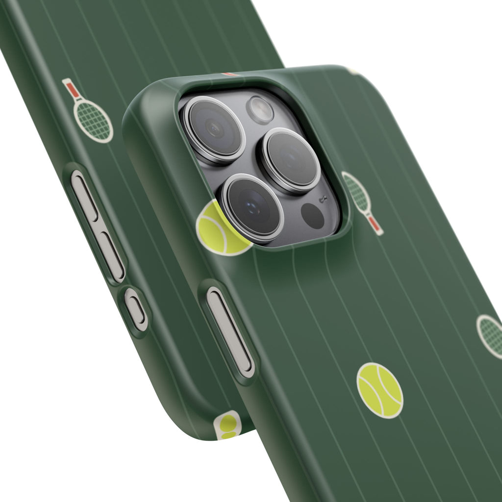 Tennis Pattern Phone Case — Green Court Design with Rackets & Balls