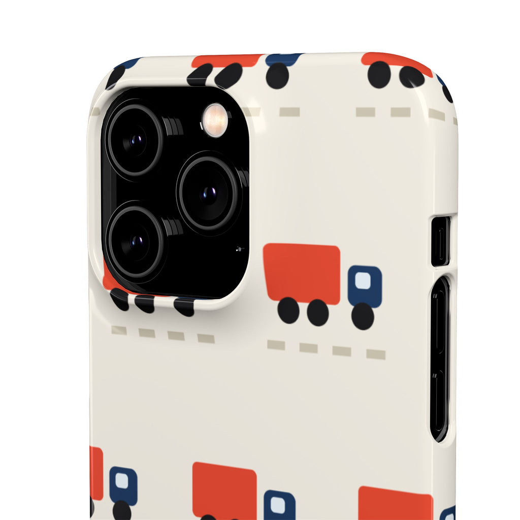 Truck Pattern Phone Case — Cute Red & Blue Delivery Truck iPhone Cover