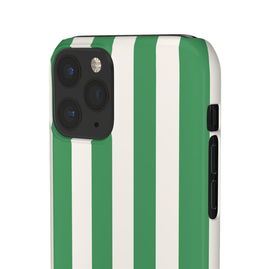 Green & White Stripe Phone Case — Snap-On Protective Cover