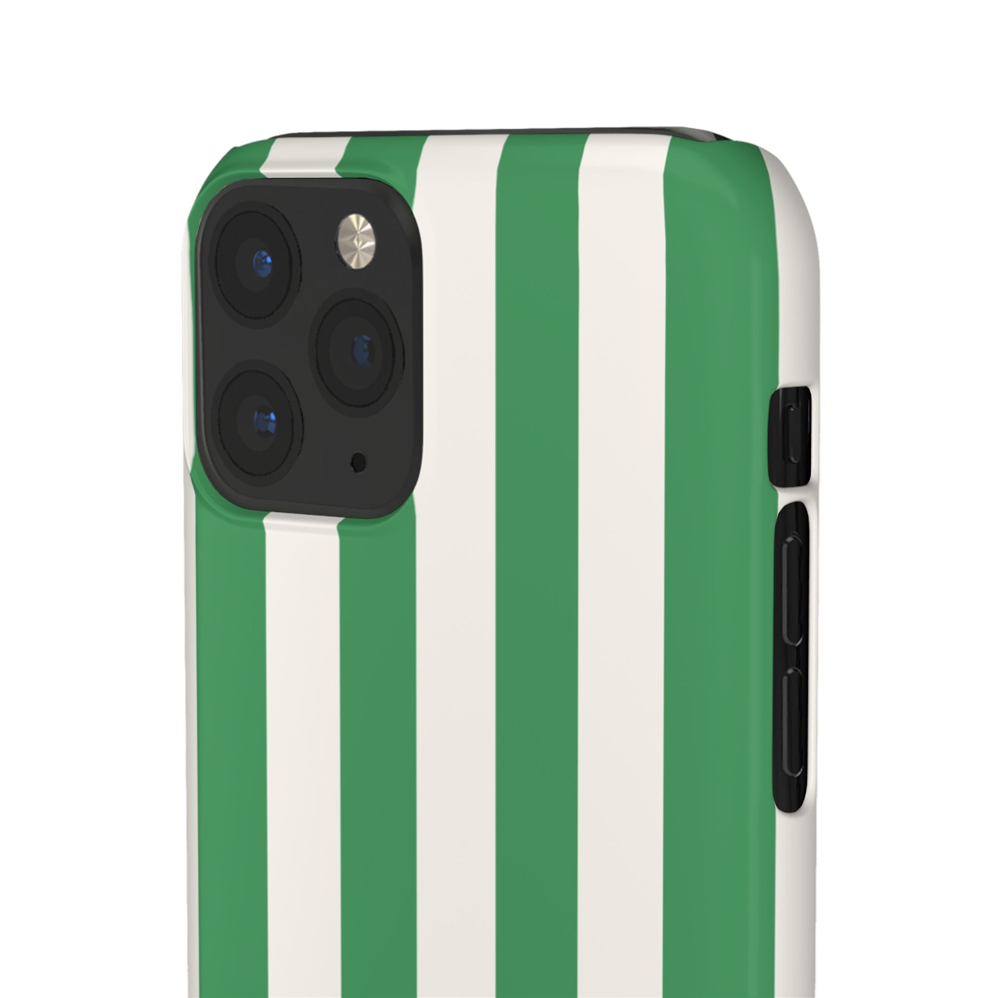 Green & White Stripe Phone Case — Snap-On Protective Cover