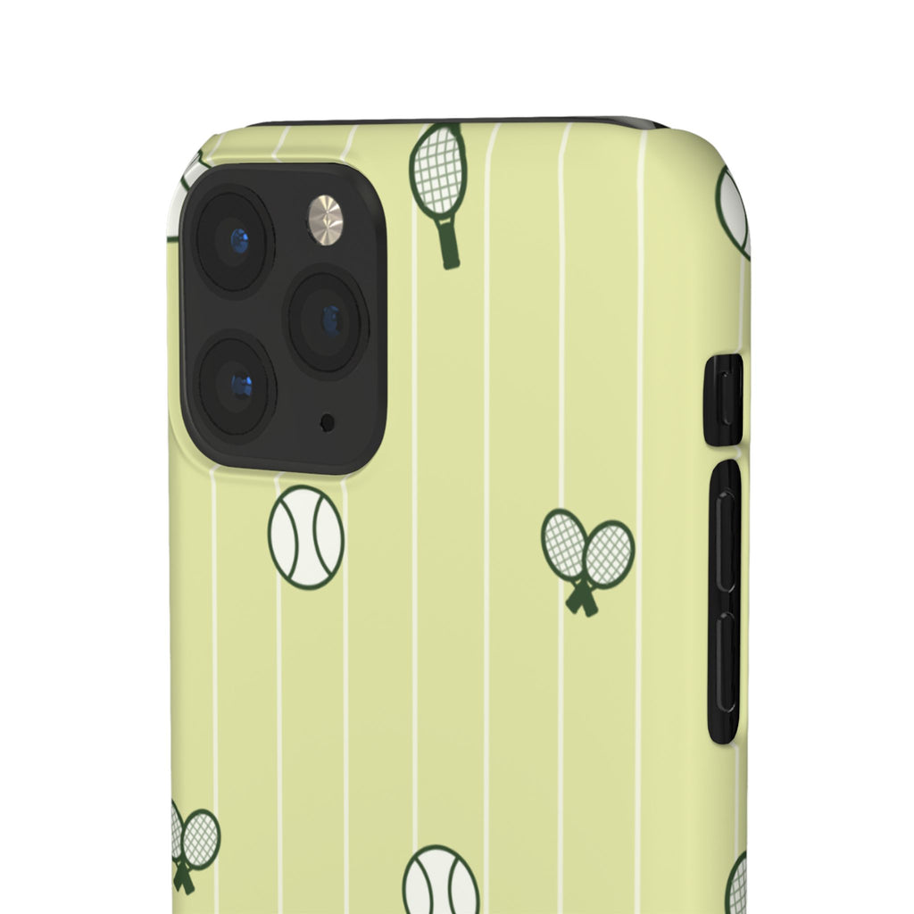 Tennis Pattern Phone Case — Yellow Racket & Ball Snap Case