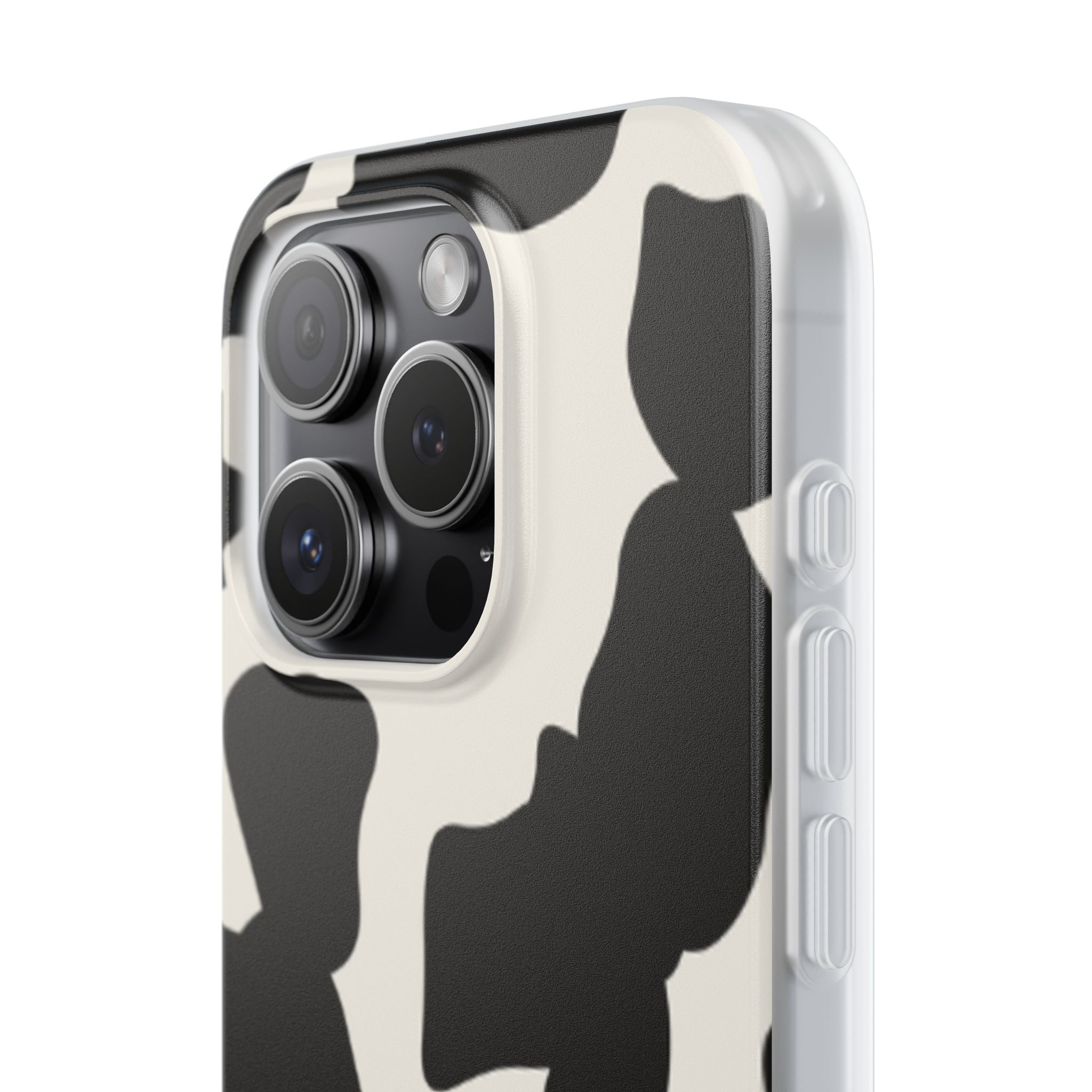 Cow Print Phone Case — Black & White Cowhide Pattern Flexible Protective Cover