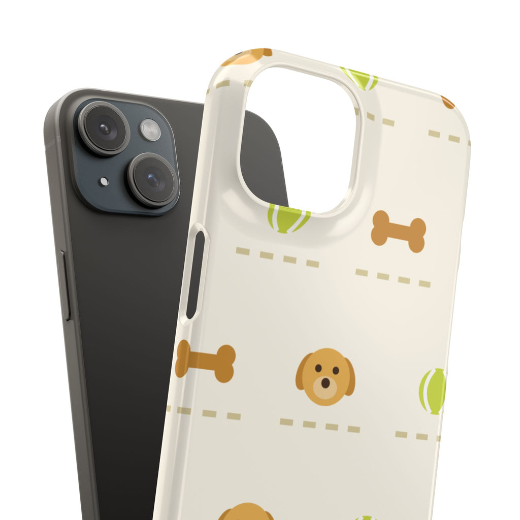 Cute Puppy Pattern Phone Case — Dog, Bone & Tennis Ball Snap Case