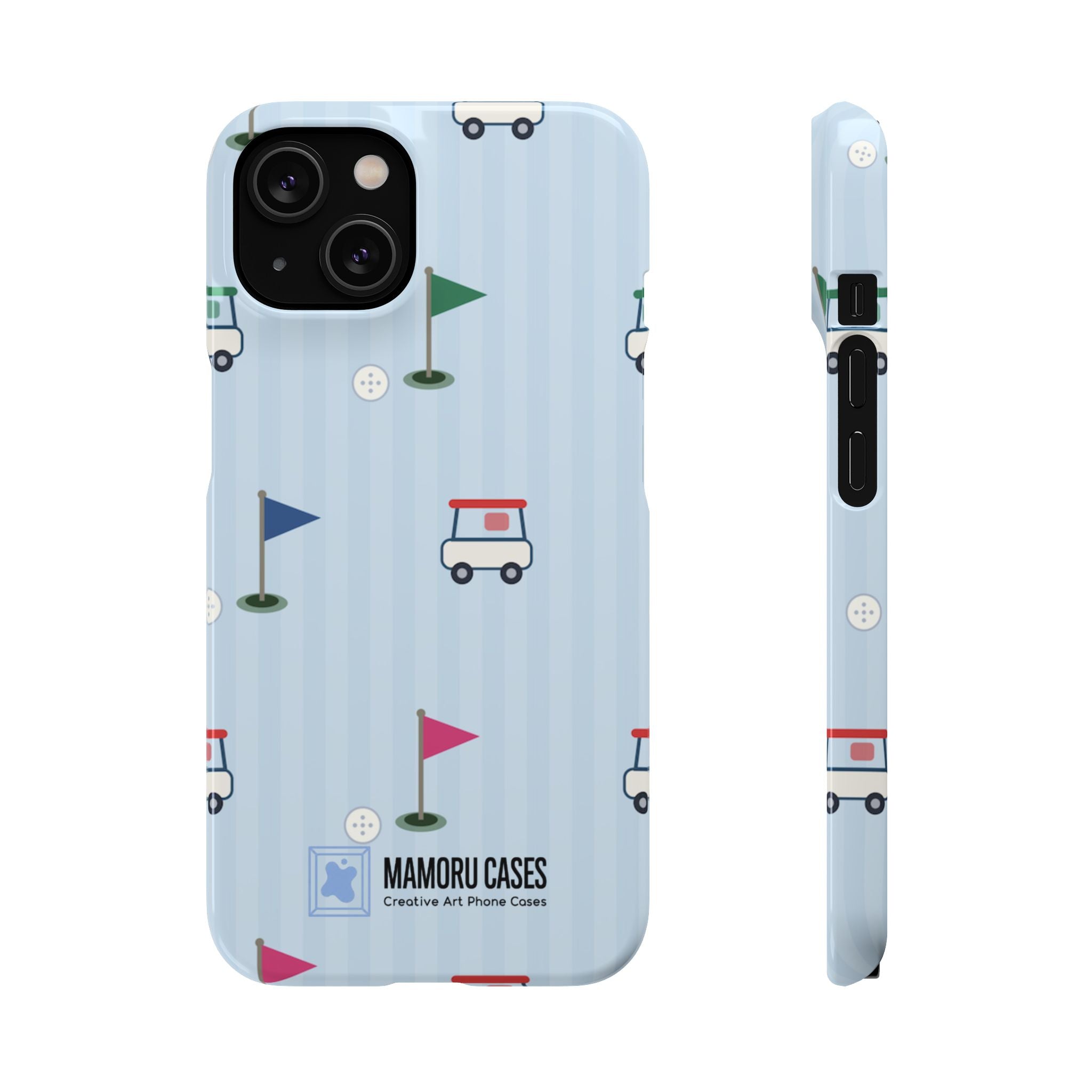 Golf Cart Pattern Phone Case – Cute Blue Golf Course Snap Case