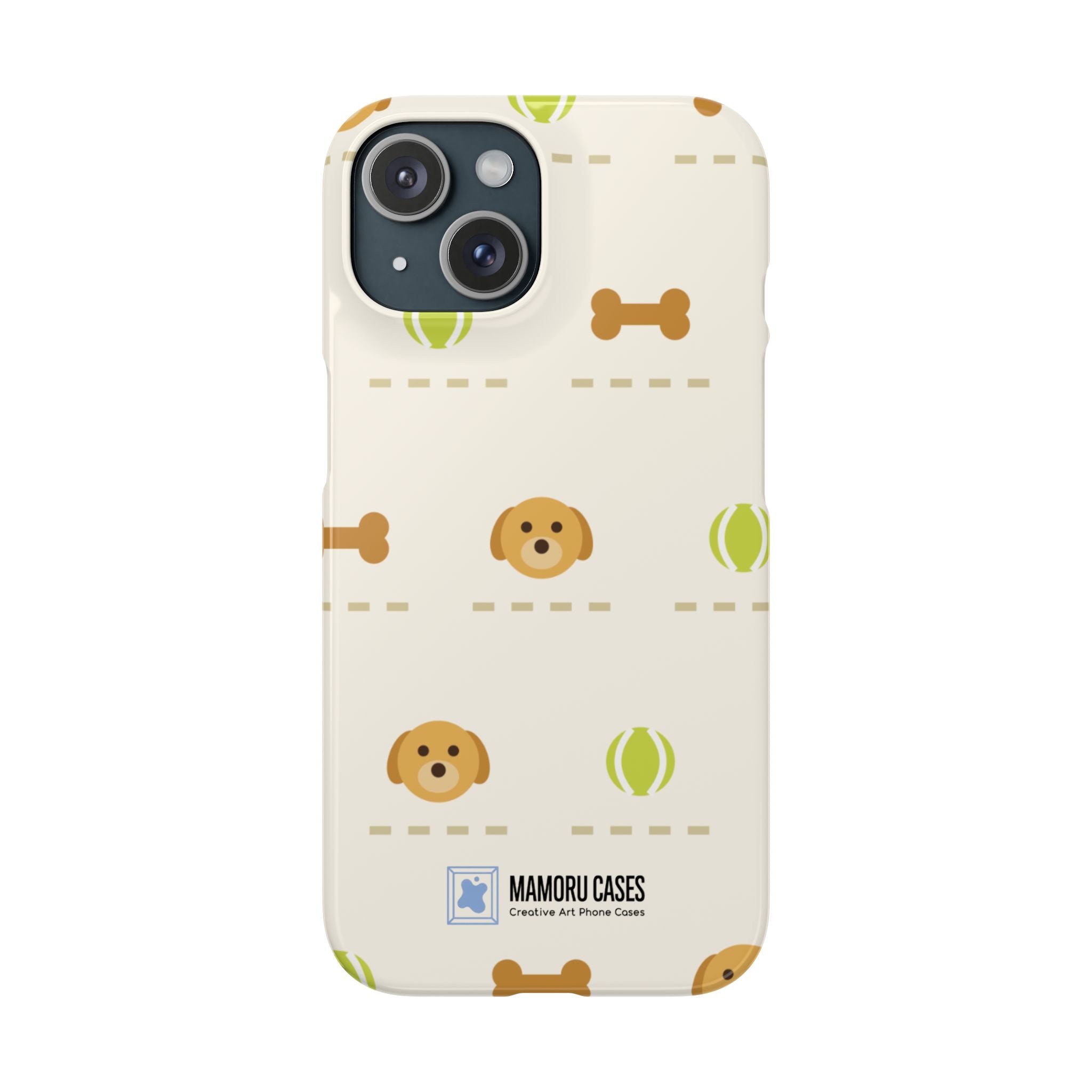 Cute Puppy Pattern Phone Case — Dog, Bone & Tennis Ball Snap Case