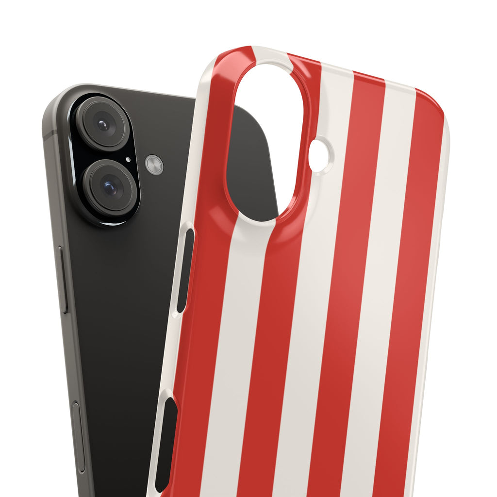Striped Red & White Snap Phone Case – Classic Candy-Stripe Protection