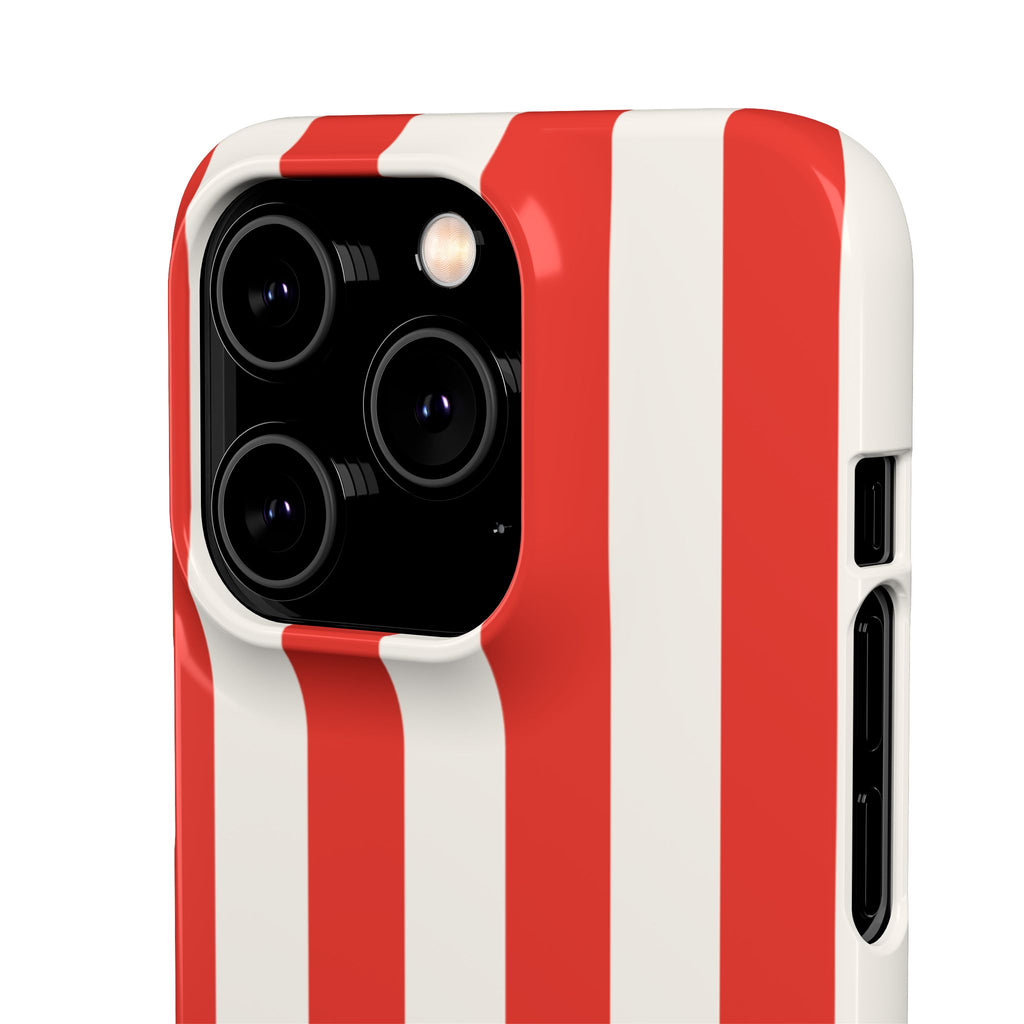 Striped Red & White Snap Phone Case – Classic Candy-Stripe Protection