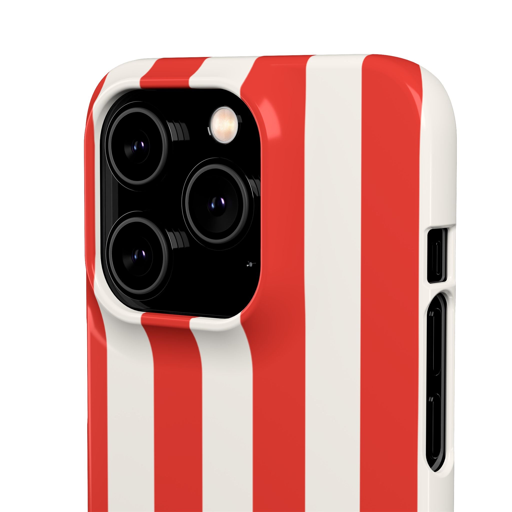 Striped Red & White Snap Phone Case – Classic Candy-Stripe Protection
