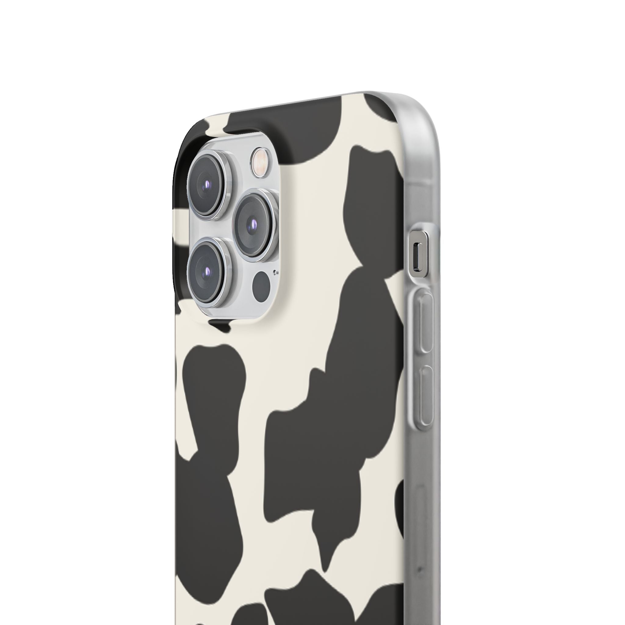 Cow Print Phone Case — Black & White Cowhide Pattern Flexible Protective Cover