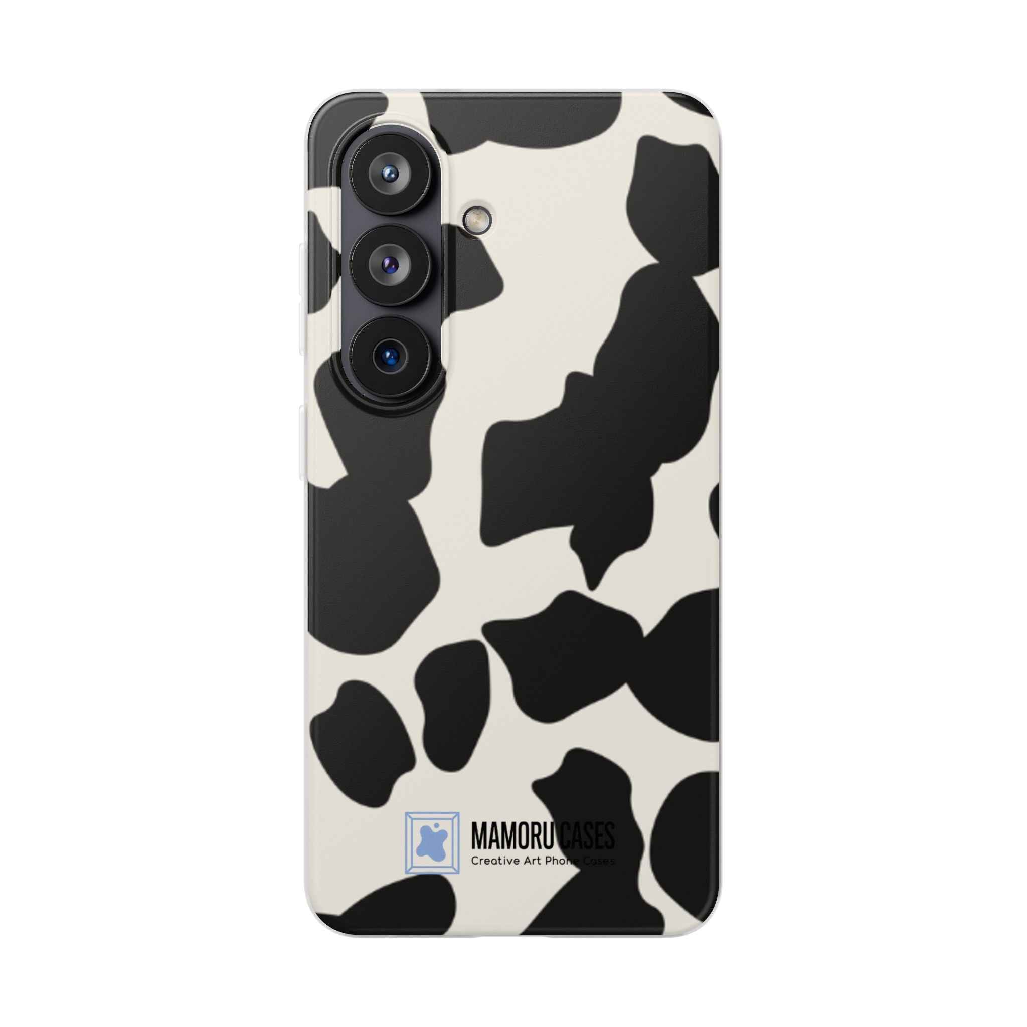 Cow Print Phone Case — Black & White Cowhide Pattern Flexible Protective Cover