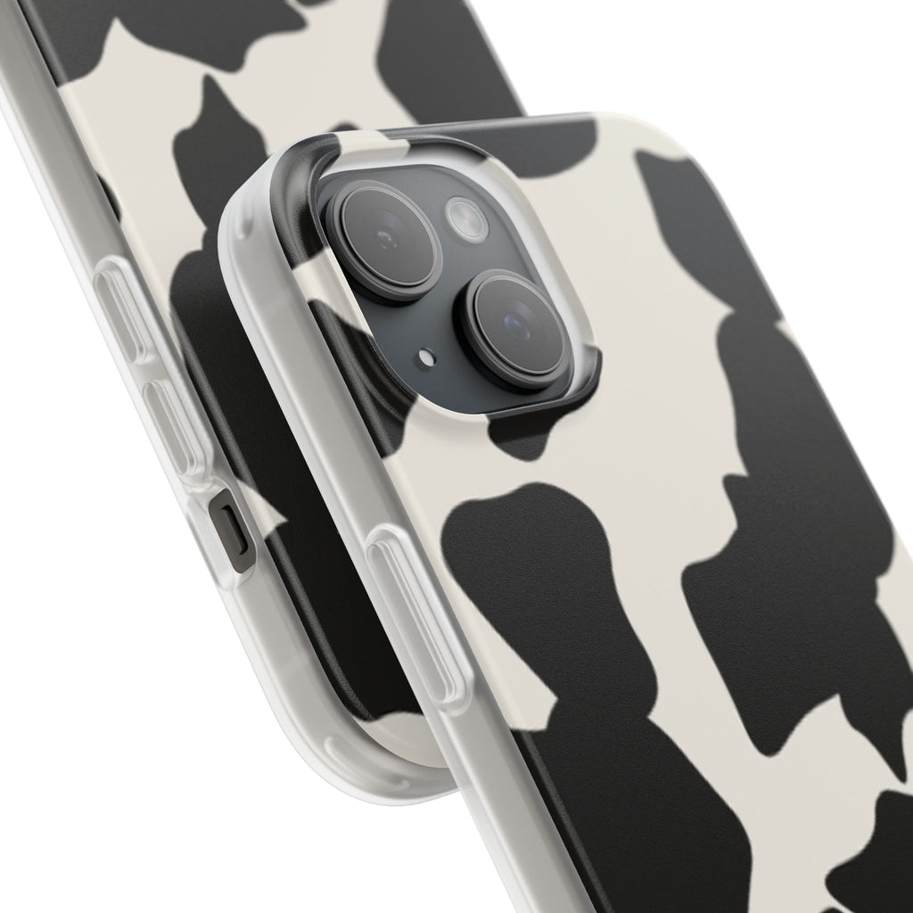 Cow Print Phone Case — Black & White Cowhide Pattern Flexible Protective Cover