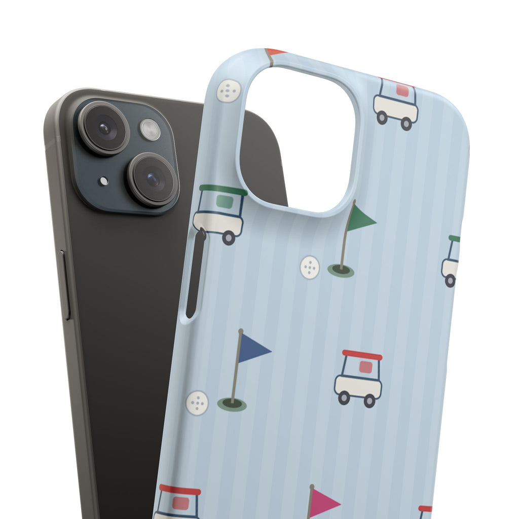 Golf Cart Pattern Phone Case – Cute Blue Golf Course Snap Case