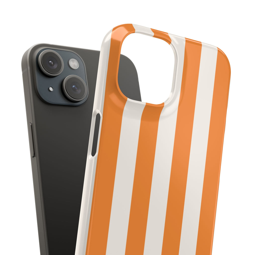 Striped Orange Snap Phone Case — Bold Retro Vertical Stripes iPhone Cover