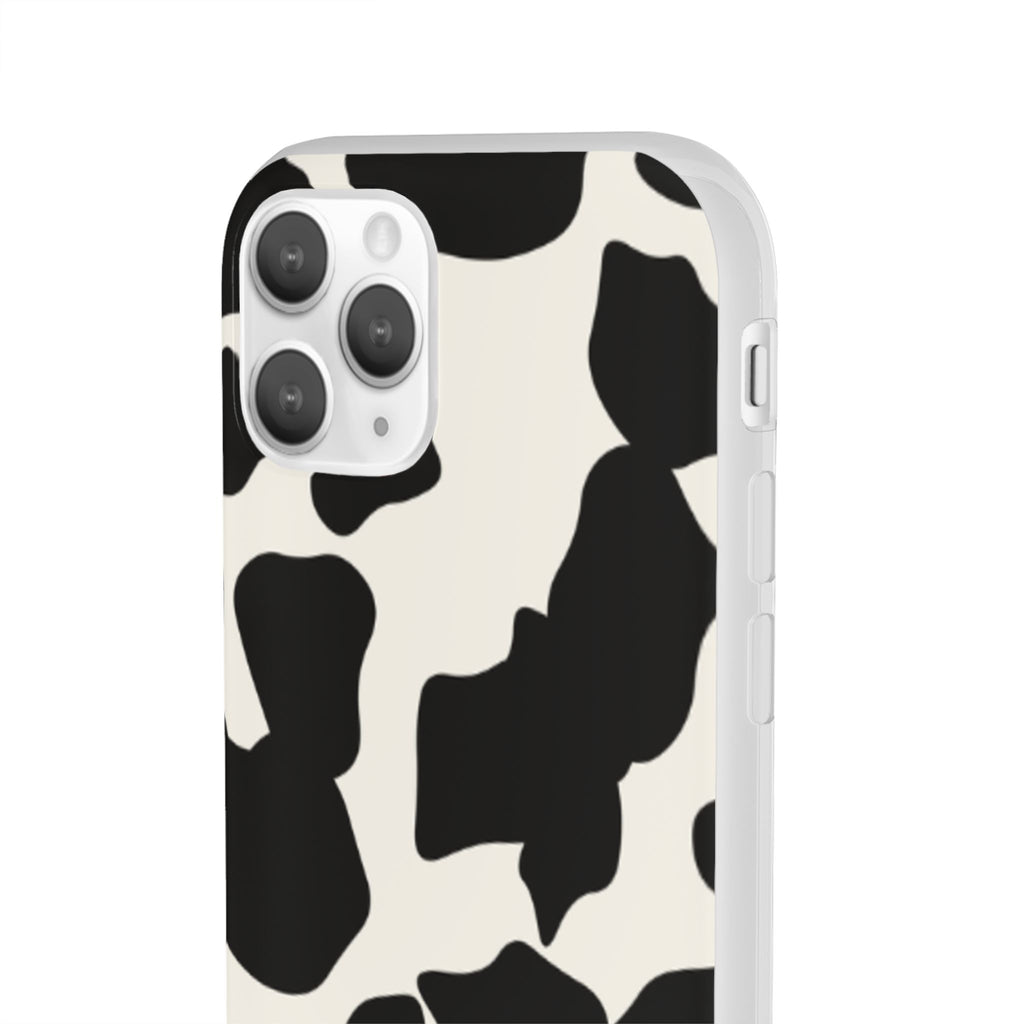 Cow Print Phone Case — Black & White Cowhide Pattern Flexible Protective Cover