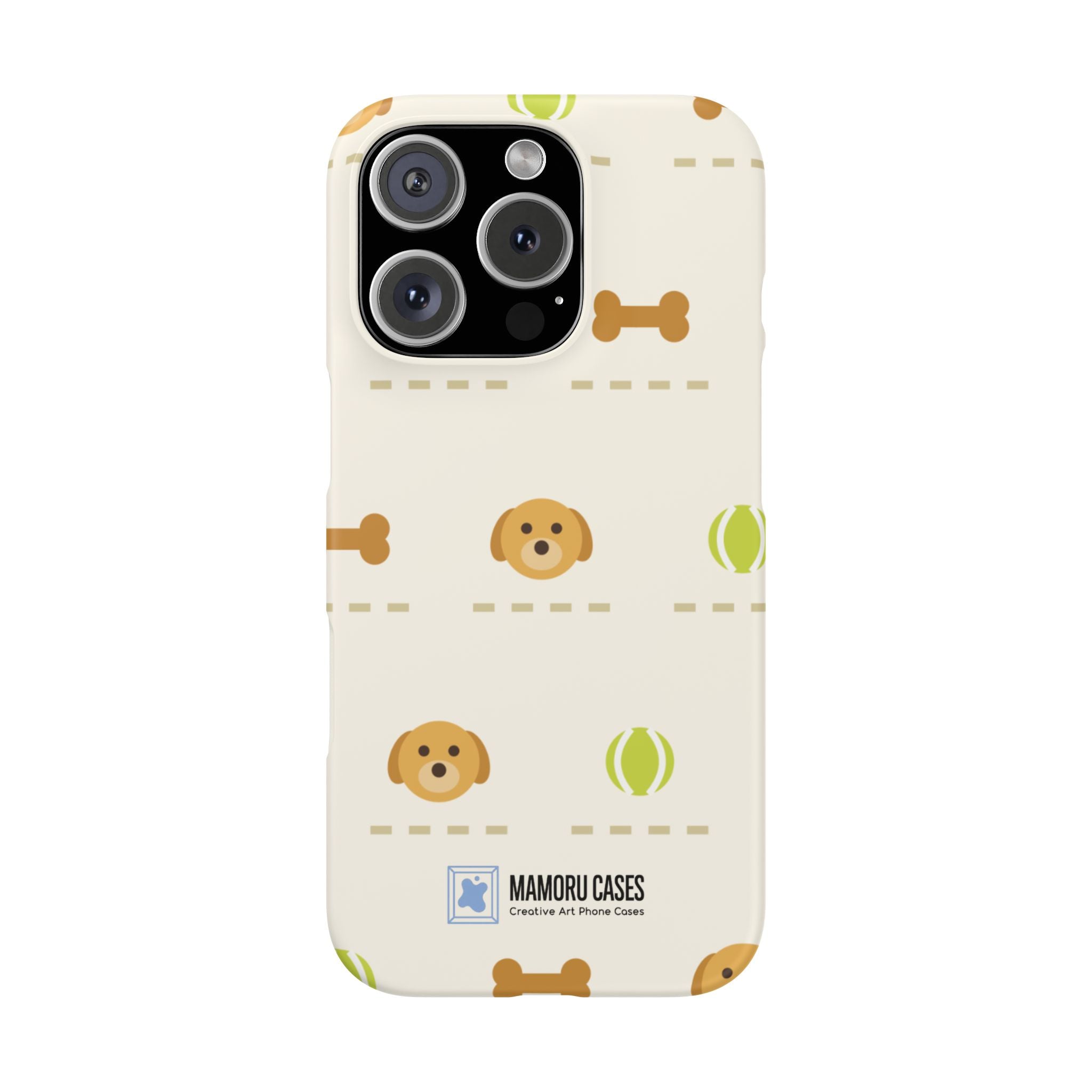 Cute Puppy Pattern Phone Case — Dog, Bone & Tennis Ball Snap Case