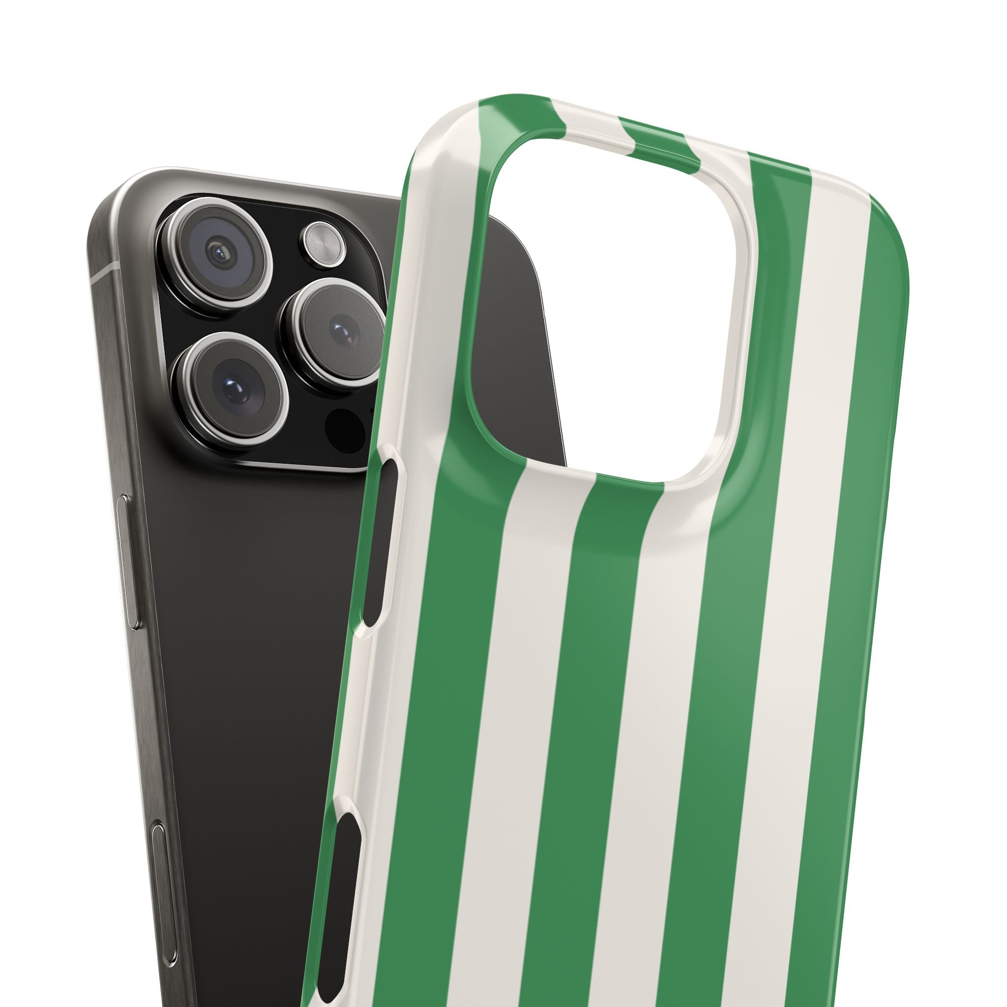 Green & White Stripe Phone Case — Snap-On Protective Cover