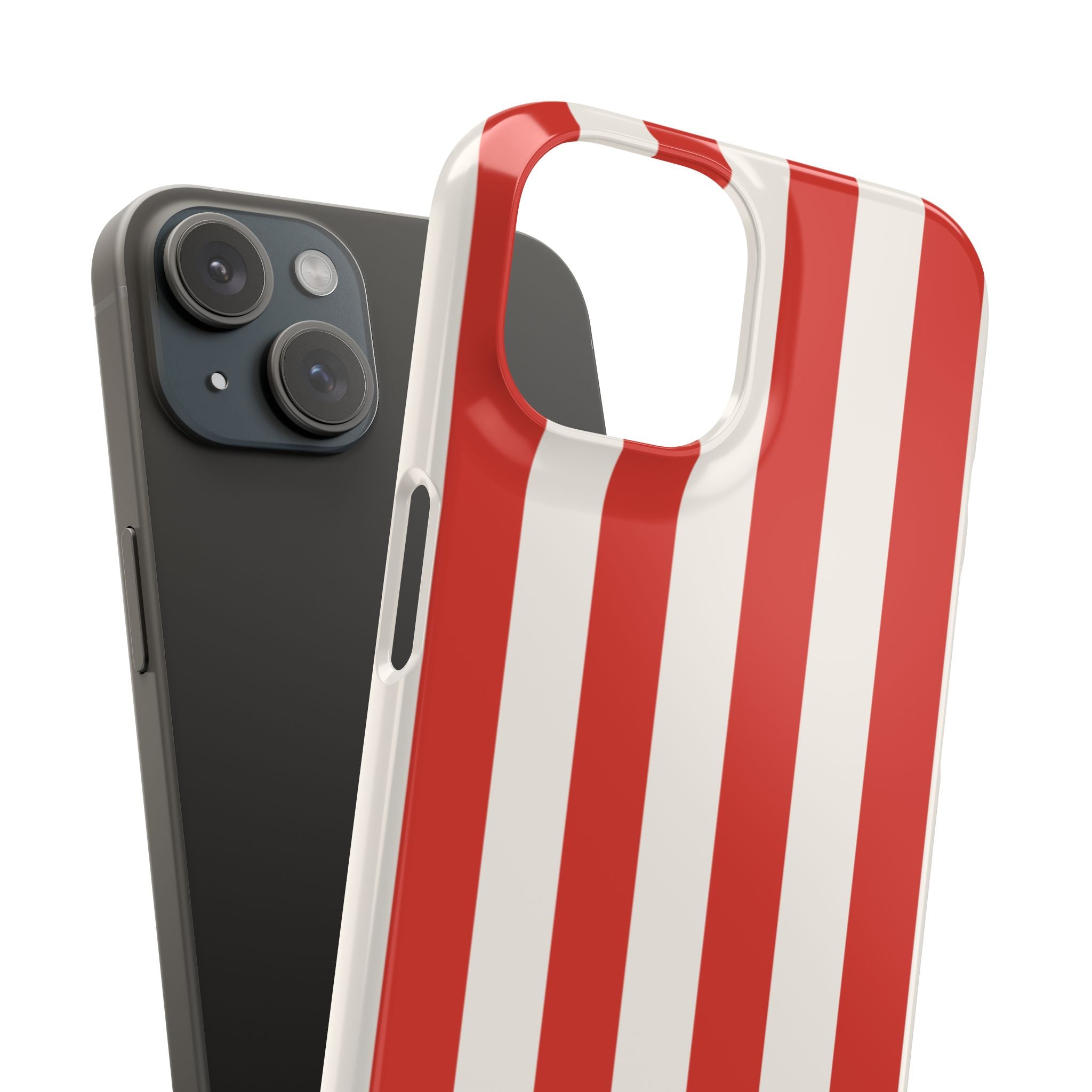 Red & White Striped Phone Case — Bold Nautical-Inspired Snap Cover