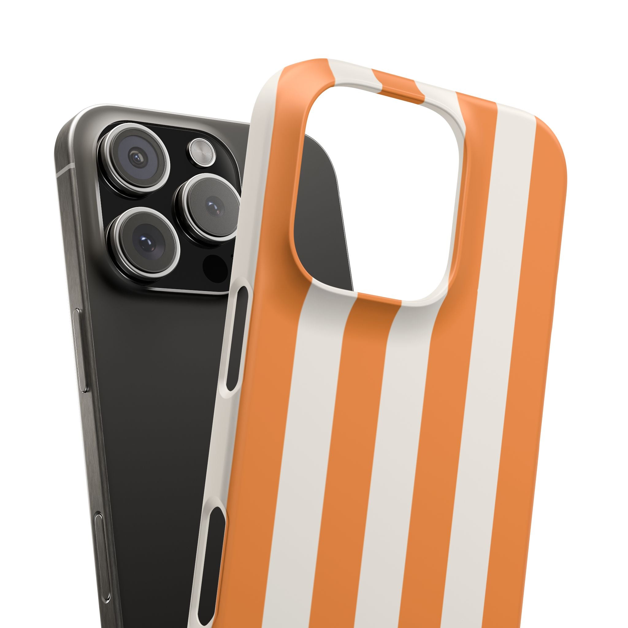 Striped Orange Snap Phone Case — Bold Retro Vertical Stripes iPhone Cover