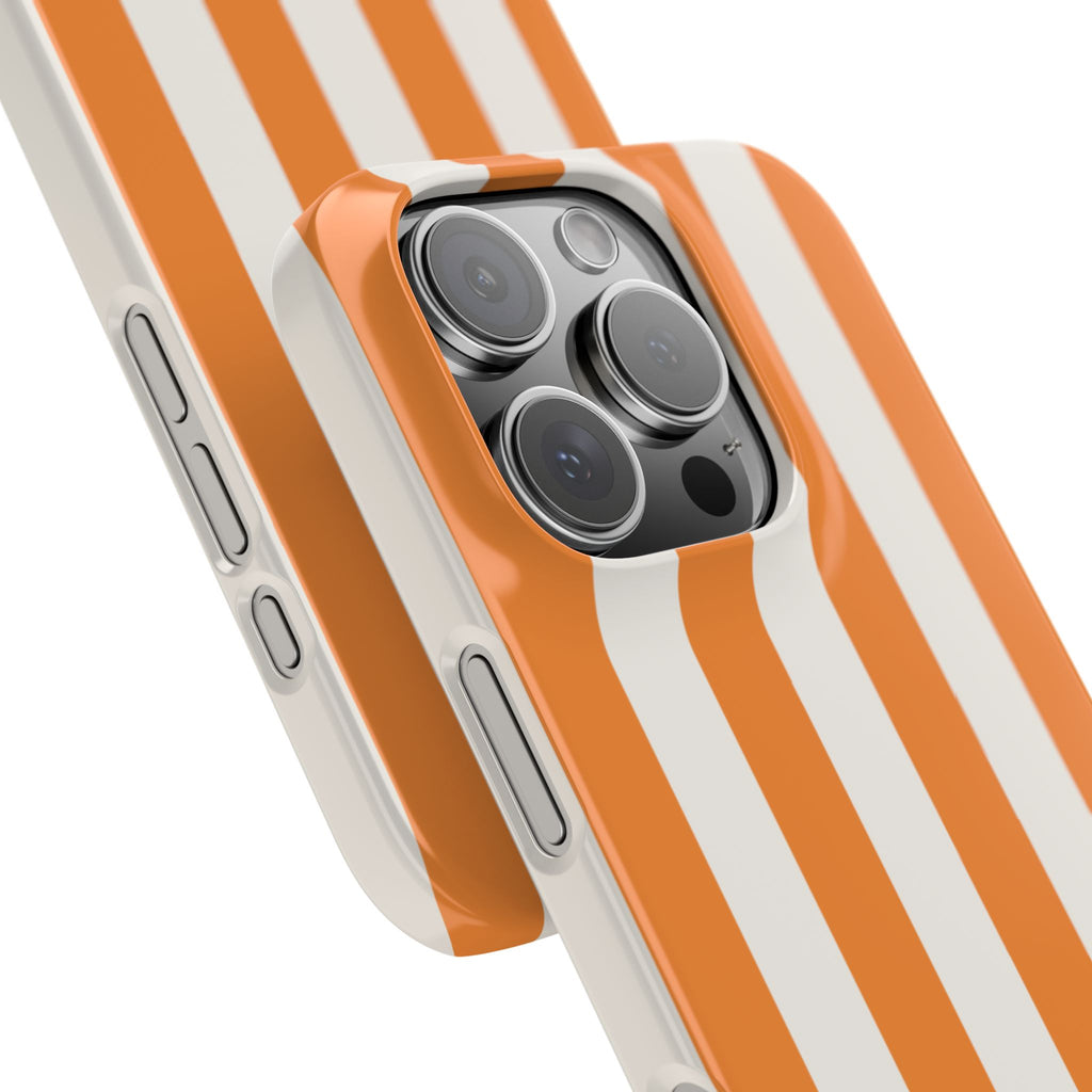 Striped Orange Snap Phone Case — Bold Retro Vertical Stripes iPhone Cover