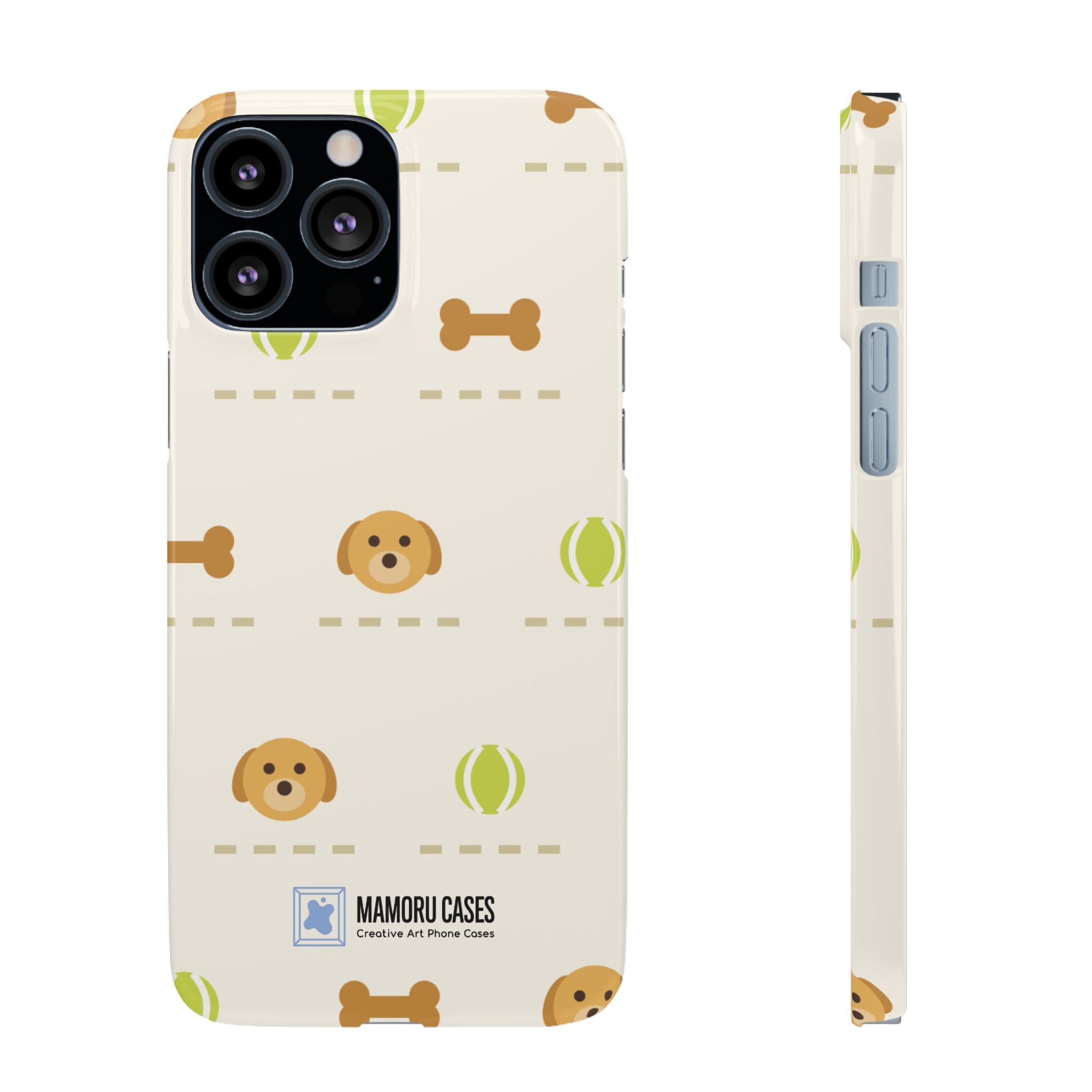 Cute Puppy Pattern Phone Case — Dog, Bone & Tennis Ball Snap Case