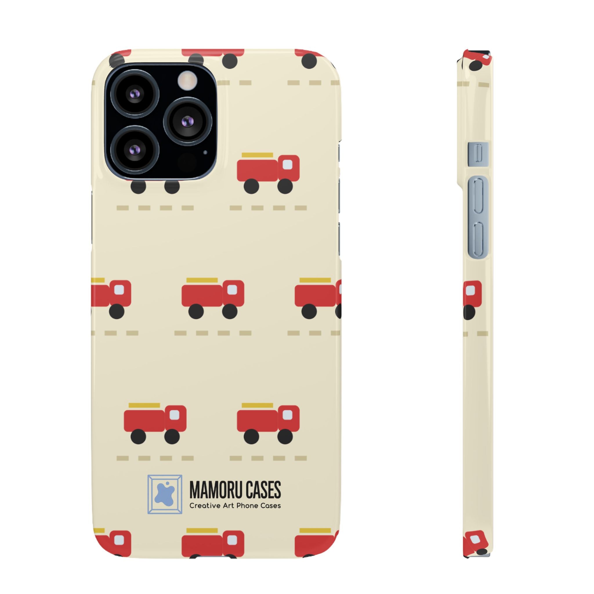 Fire Truck Pattern Phone Case — Cute Retro Kids iPhone Cover