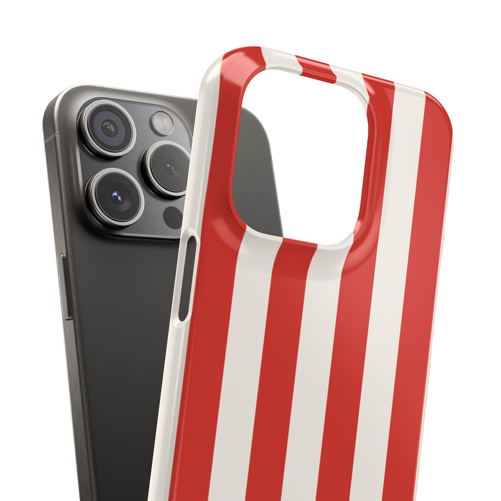 Red & White Striped Phone Case — Bold Nautical-Inspired Snap Cover