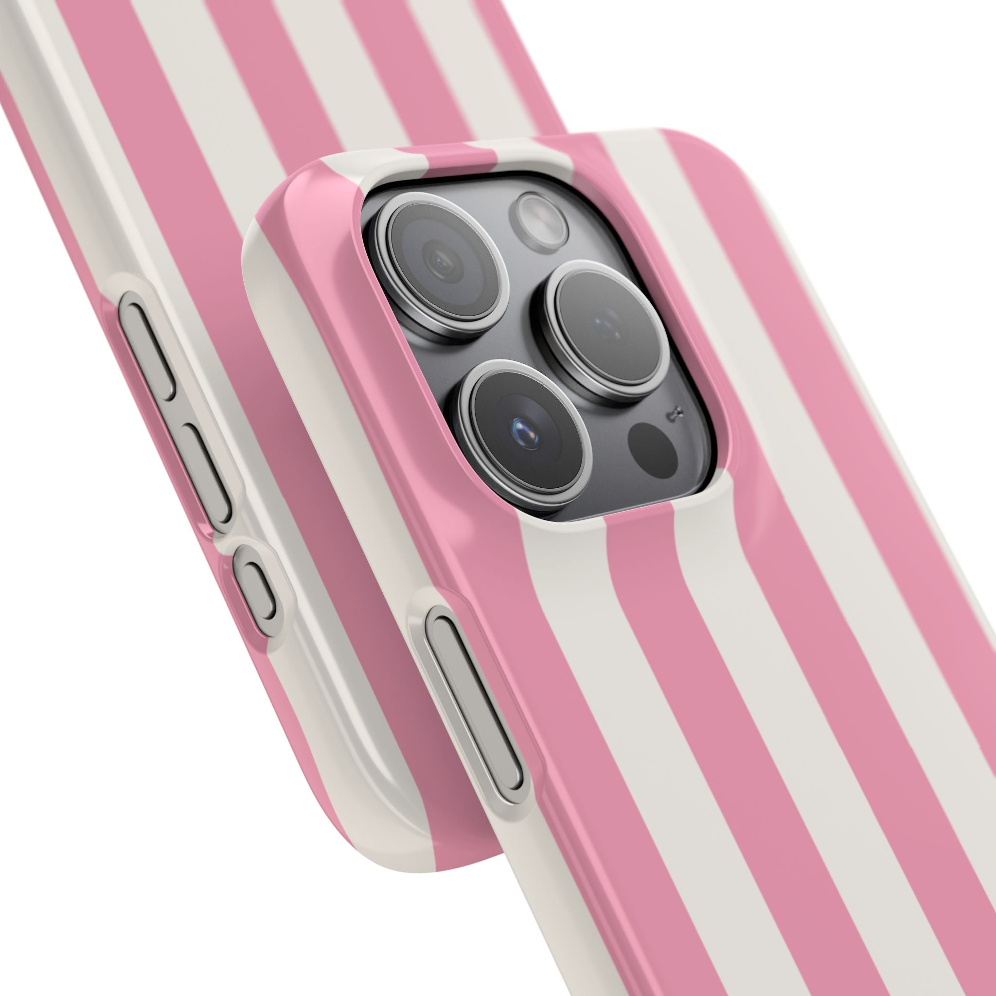 Pink & White Stripe Snap Phone Case — Cute Striped iPhone Cover