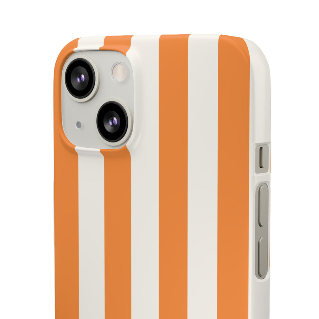 Striped Orange Snap Phone Case — Bold Retro Vertical Stripes iPhone Cover