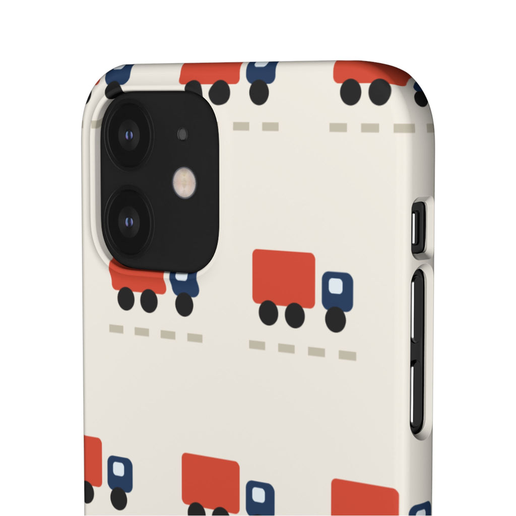 Truck Pattern Phone Case — Cute Red & Blue Delivery Truck iPhone Cover