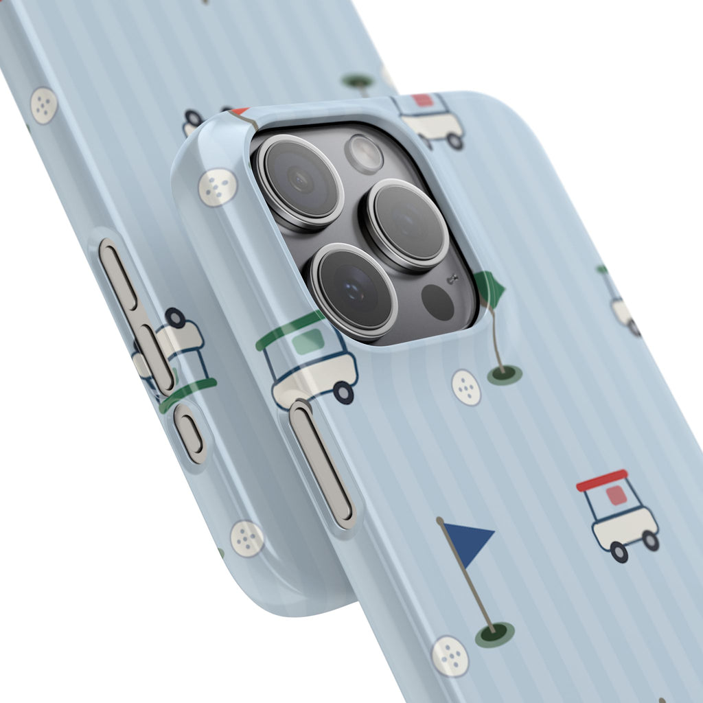Golf Cart Pattern Phone Case – Cute Blue Golf Course Snap Case